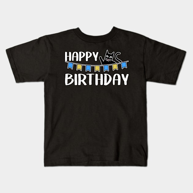 Happy Birthday Cat Dad Owner Sweet Funny Gift Present Kids T-Shirt by Kuehni